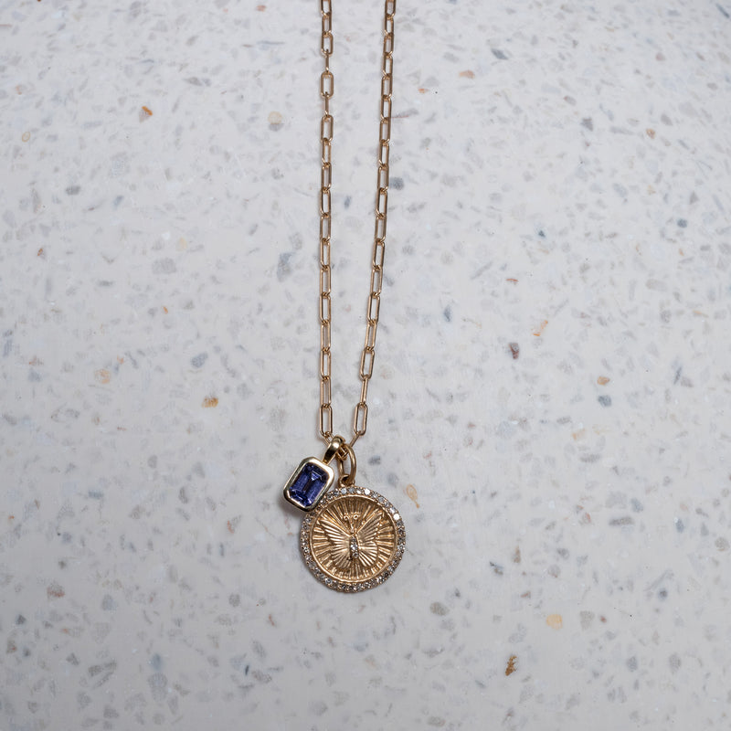 Yellow Gold and Diamond Mini Butterfly Coin