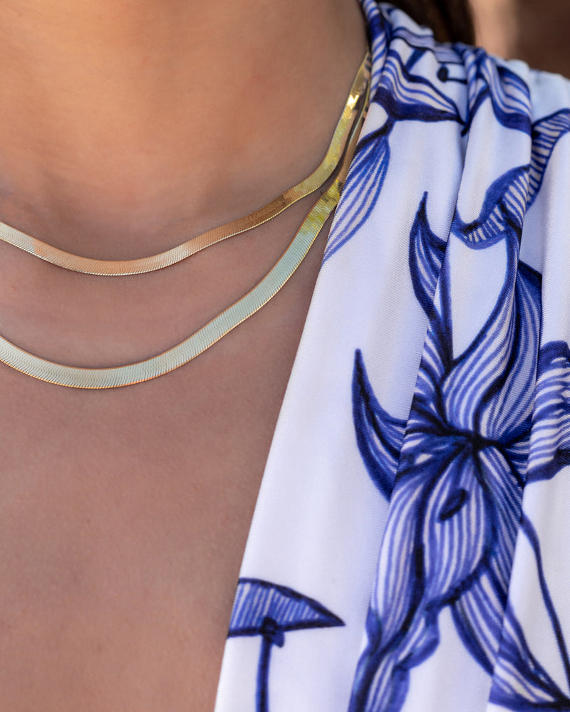 14 Karat Yellow Gold Herringbone Necklace