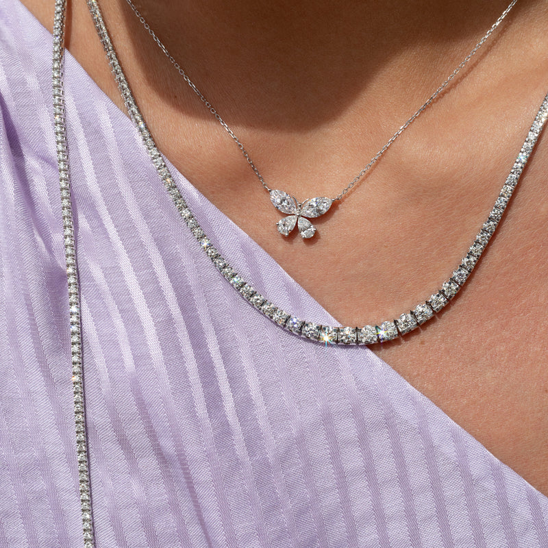 White Gold All The Way Graduated 4.65cts Diamond 18.00" Tennis Necklace