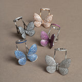 White Rhodium Silver and Blue Sapphire Fluttering Butterfly Ring