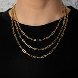 14 Karat Yellow Gold Solid Thick Paperclip Chain
