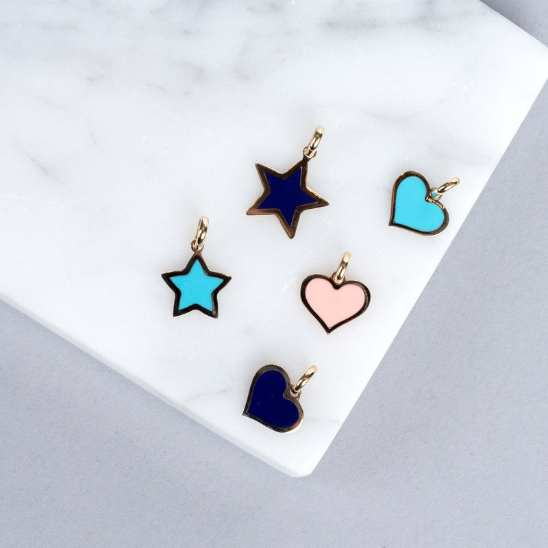 Yellow Gold and Lapis Heart Charm