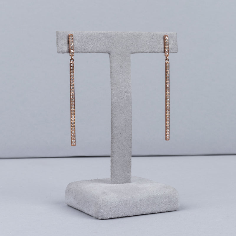 Rose Gold and Diamond Single Line Earrings