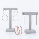 Rose Gold and Diamond Single Line Earrings