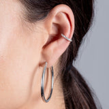 White Gold Thick Tube 40mm Hoop Earrings