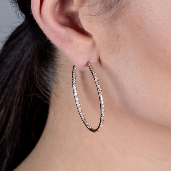 Rose Gold Inside-Out Diamond Hoop Earrings