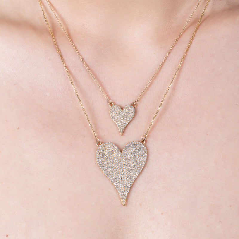 Yellow Gold and Diamond Medium Heart Necklace