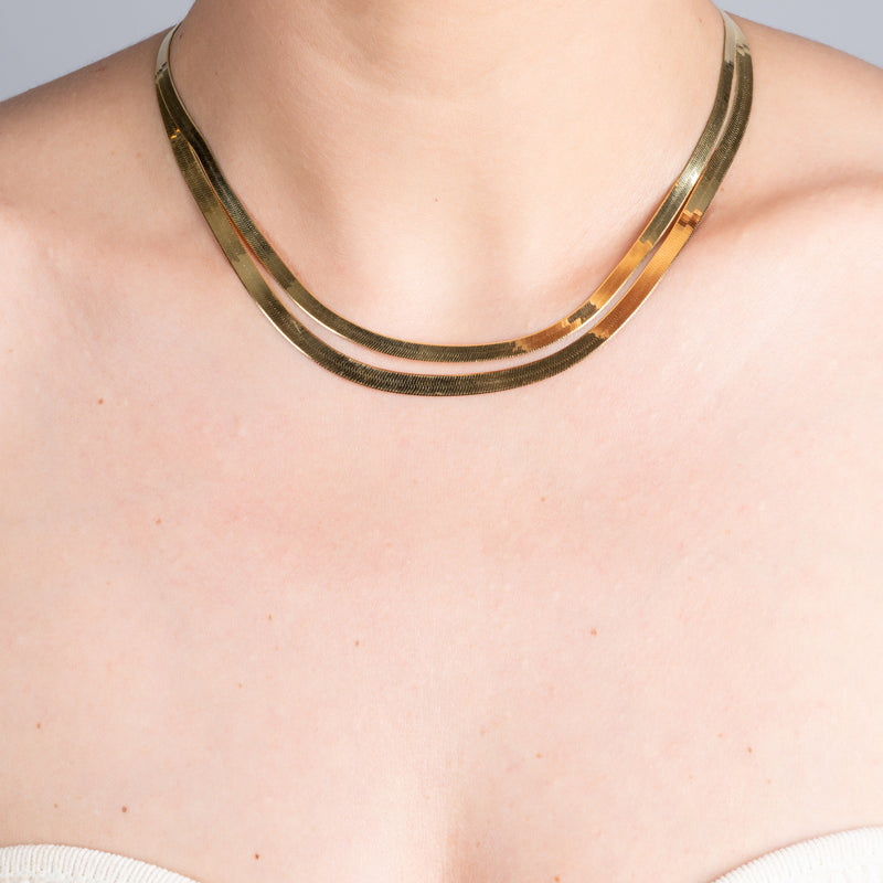 14 Karat Yellow Gold Herringbone Necklace