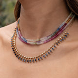 4mm Mutli-Color Natural Sapphire Beaded Necklace
