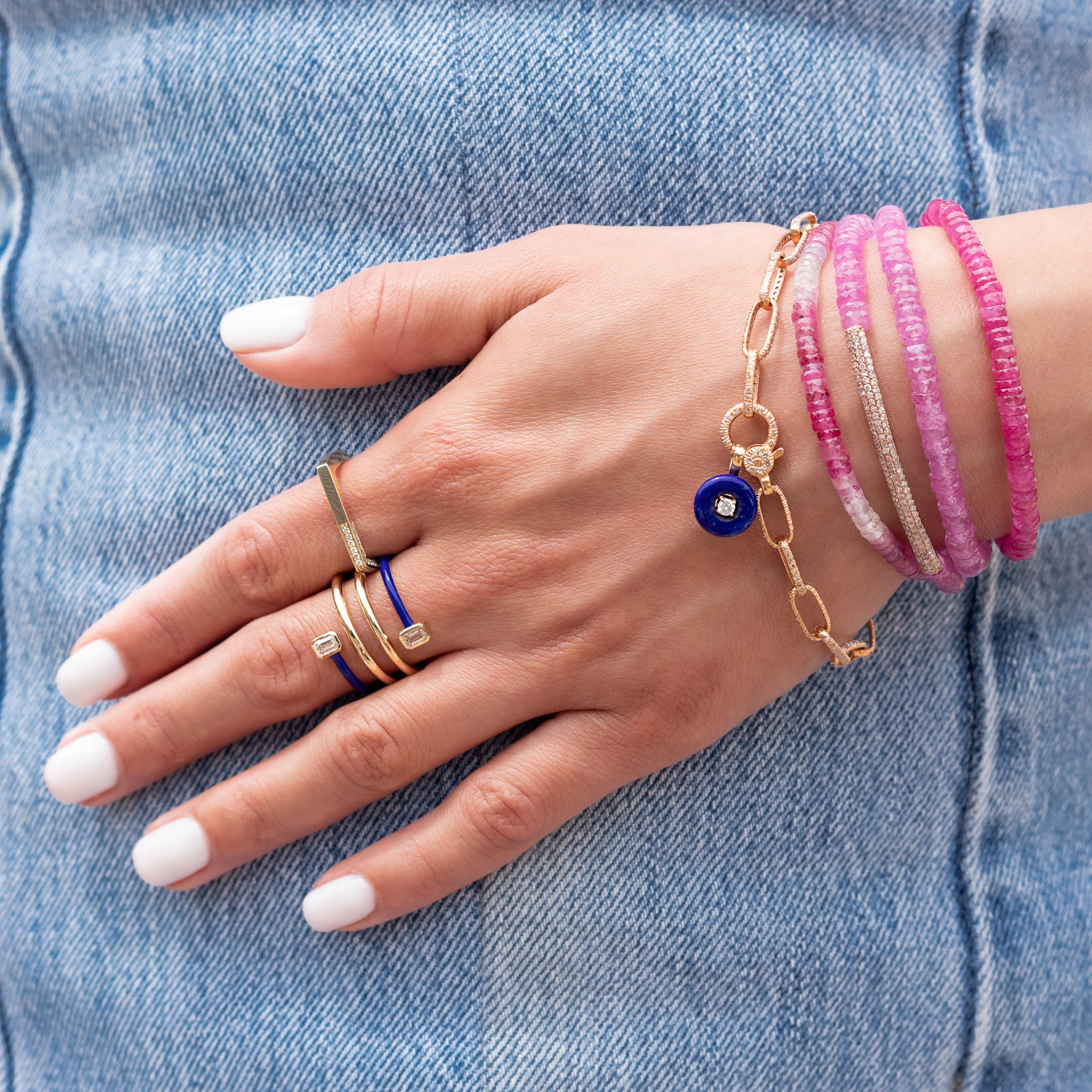Pink Sapphire Beaded Bracelet