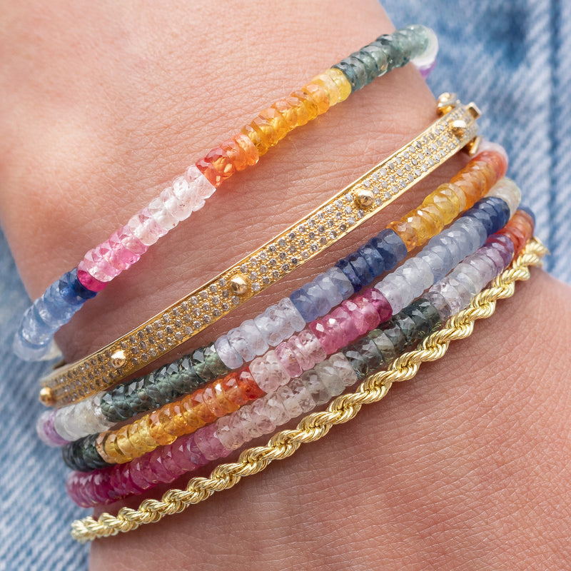 4mm Rainbow Sapphire Beaded Bracelet