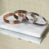 14 Karat White Gold Three Band Stacked Cuff Bracelet
