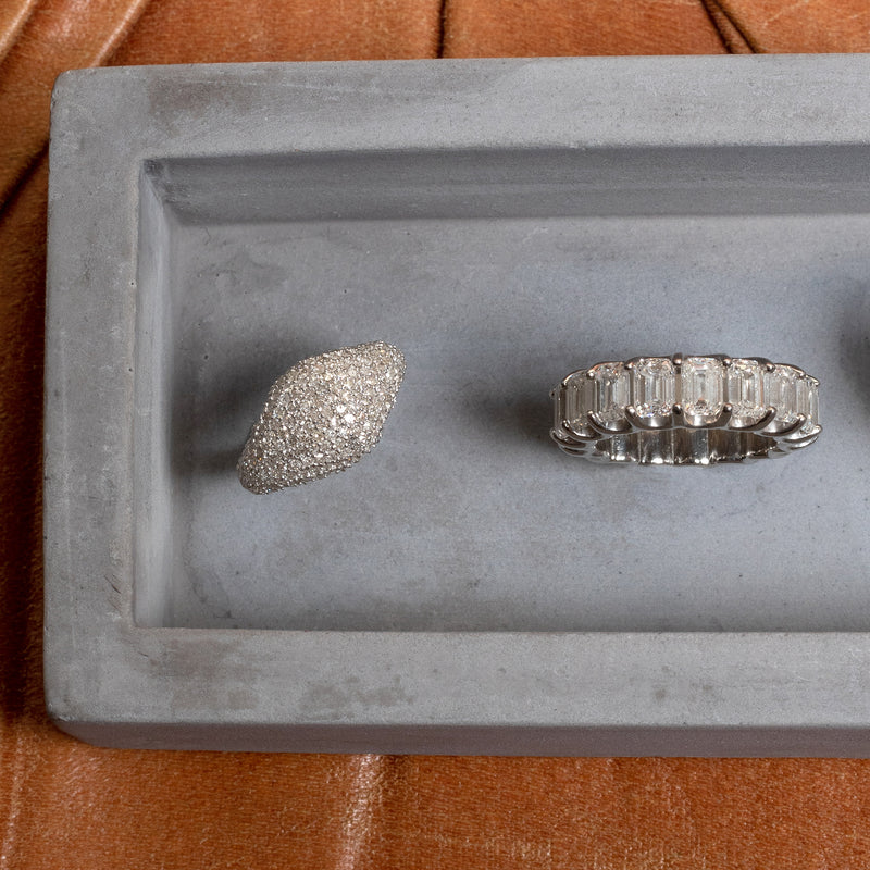 14 Karat White Gold and Diamond Signet Ring