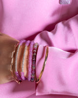 4mm Pink Sapphire and Rose Gold Diamond Bar Beaded Bracelet