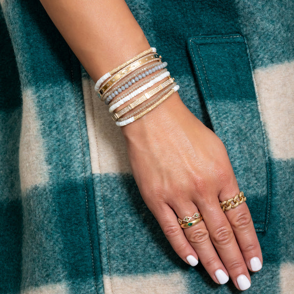 2mm Champagne Quartz Triple Wrap Bracelet