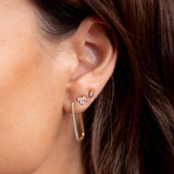 Yellow Gold and Diamond Everyday Timeless Rectangle Hoops