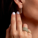 Yellow Gold and Diamond Everyday Timeless Rectangle Hoops
