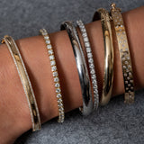 Yellow Gold and Diamond High Polished Double Row Bracelet