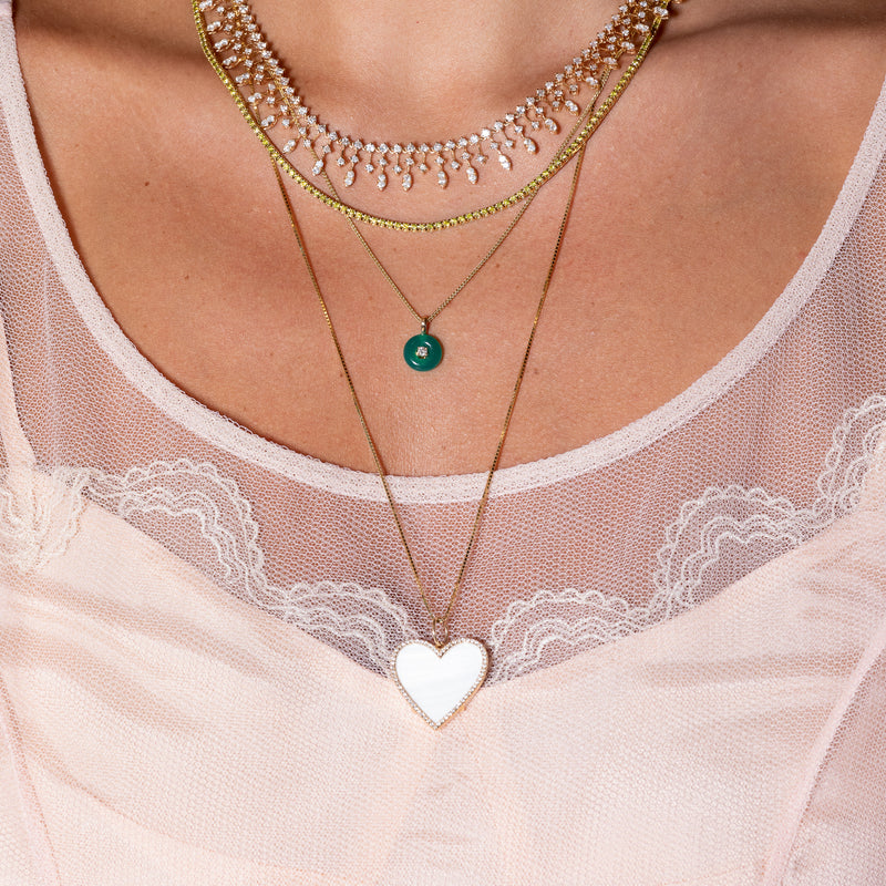 Yellow Gold Emerald and Diamond Button Charm