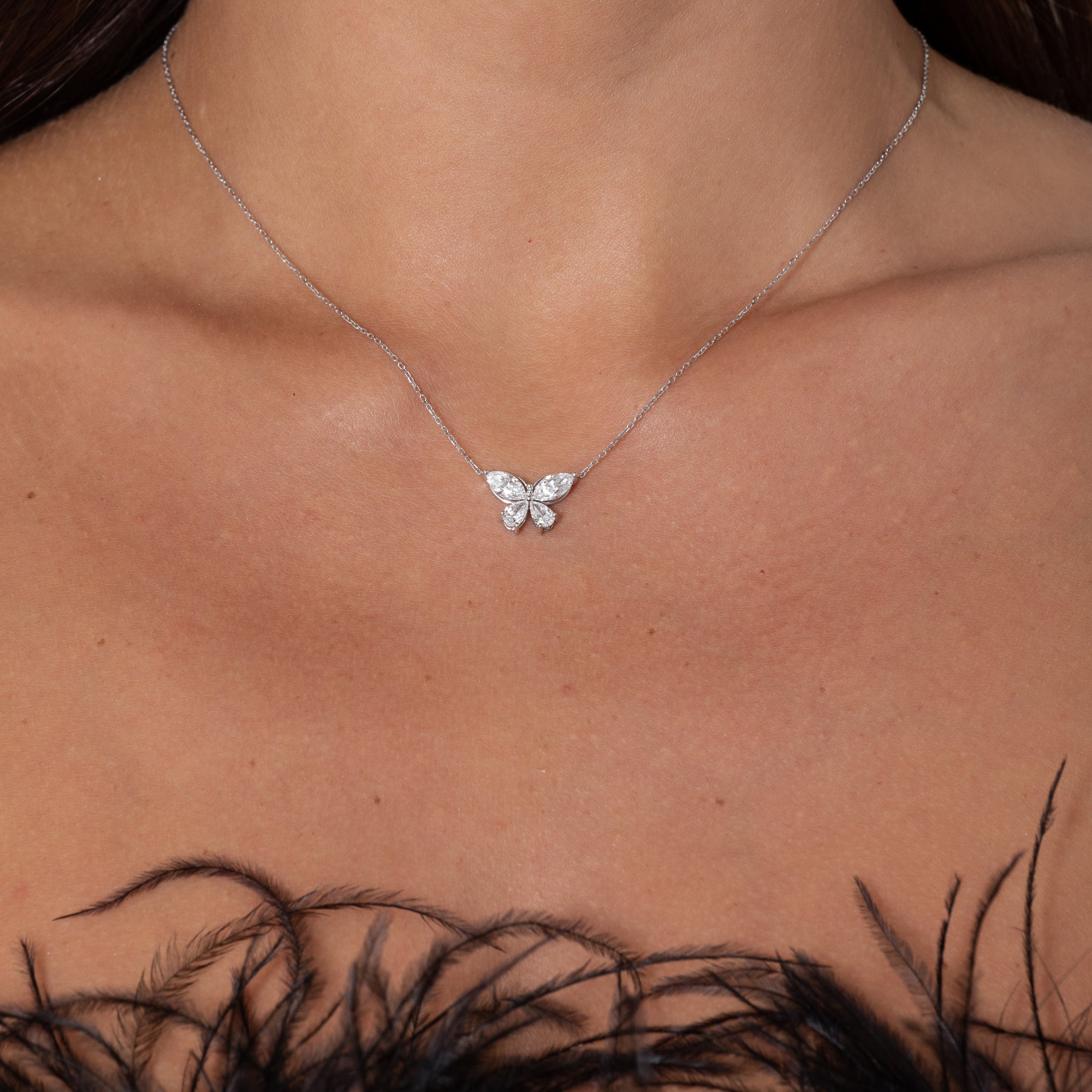 18 Karat White Gold and Diamond Butterfly Pendant