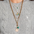 Load image into Gallery viewer, Yellow Gold and Malachite Moon Pendant
