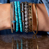 4mm Dark Gray Vinyl and Three Citrine Disks Bracelet
