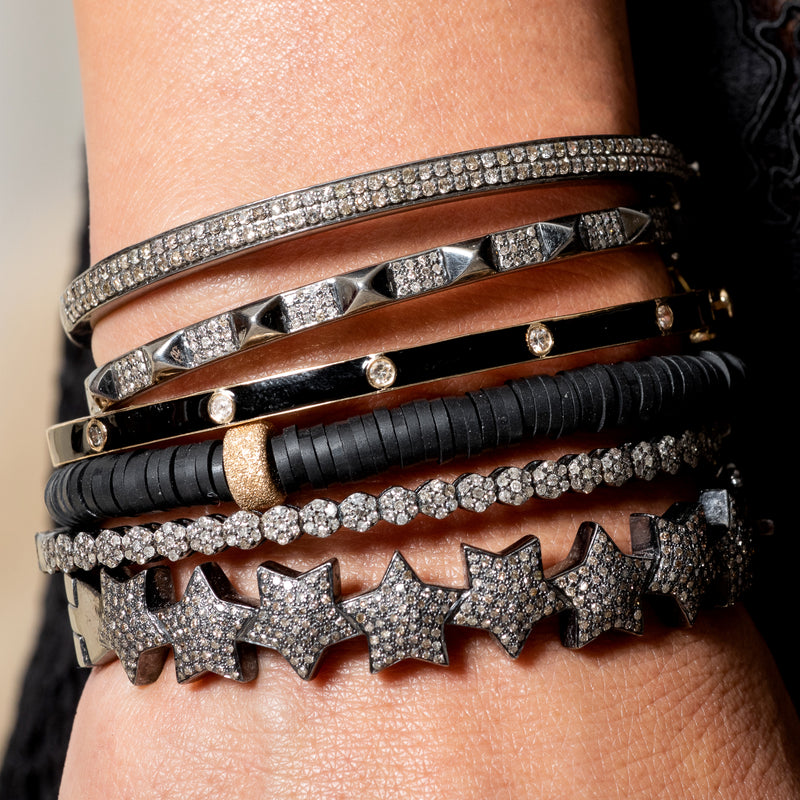 6mm Black Vinyl and Single Gold Dust Bead Bracelet