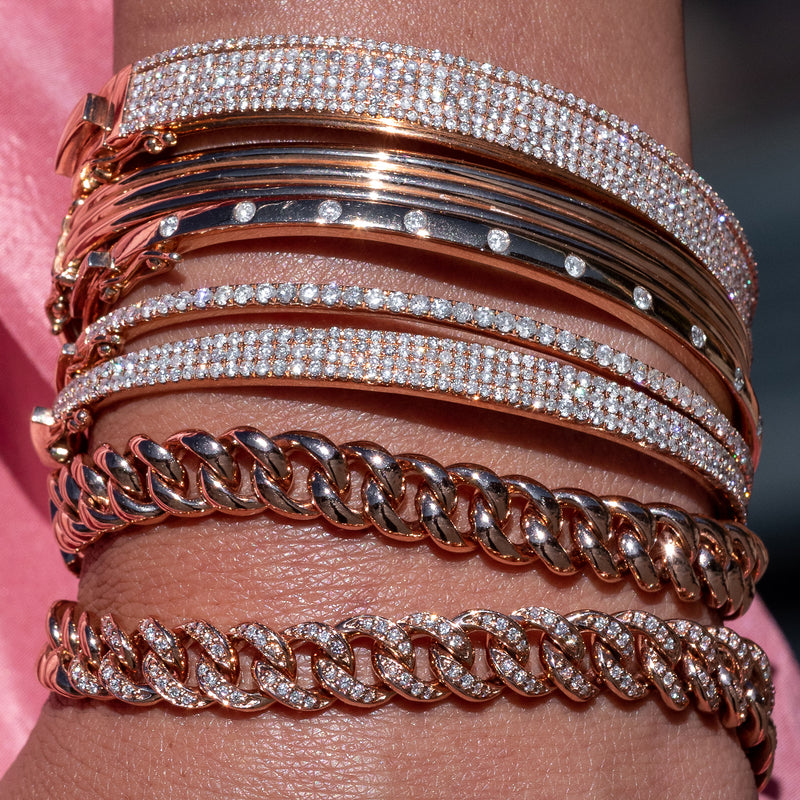 14 Karat Gold Curb Link Diamond Bracelet