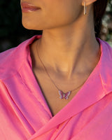 14 Karat Rose Gold Pink Sapphire Ombré Butterfly Necklace