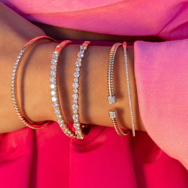 18 Karat Rose and Diamond Woven Bracelet