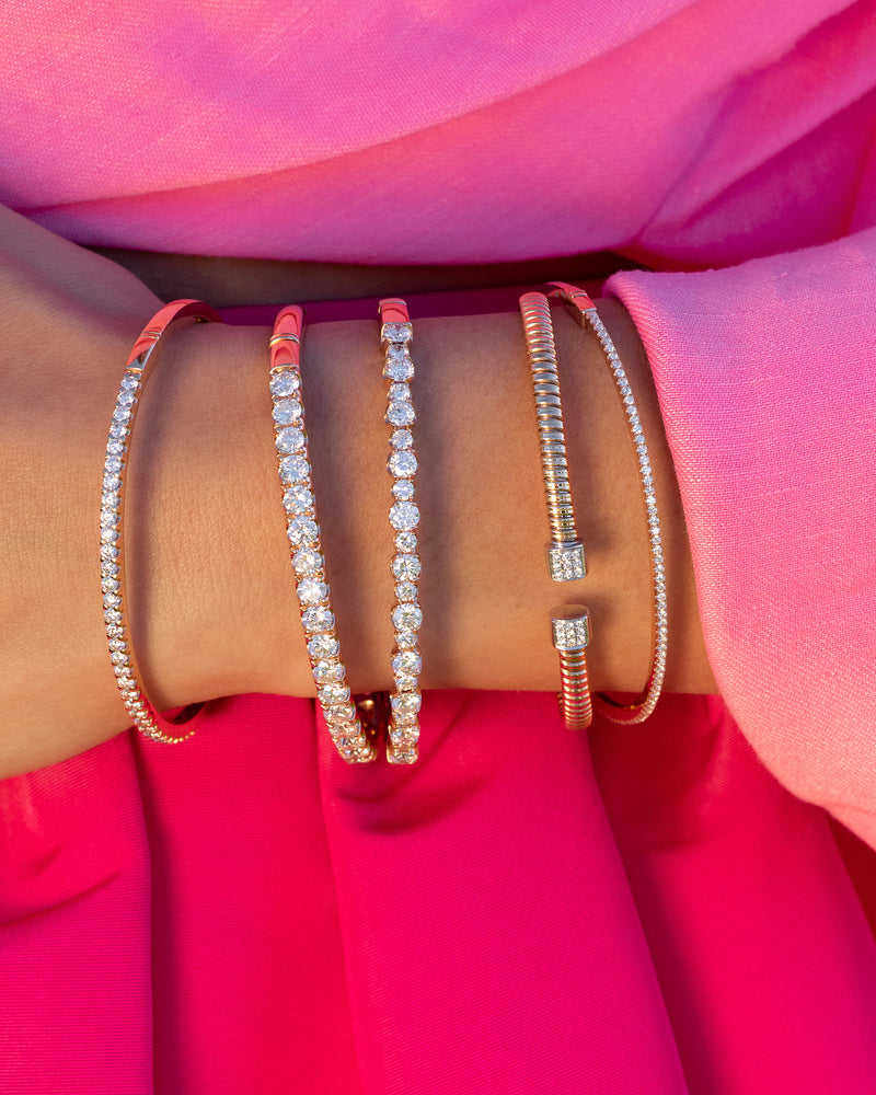 18 Karat Rose and Diamond Woven Bracelet