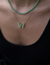 14 Karat Yellow Gold Natural Tsavorite Tennis Necklace