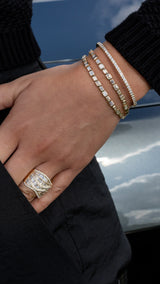 14 Karat Gold Alternating All The Way Emerald Tennis Bracelet