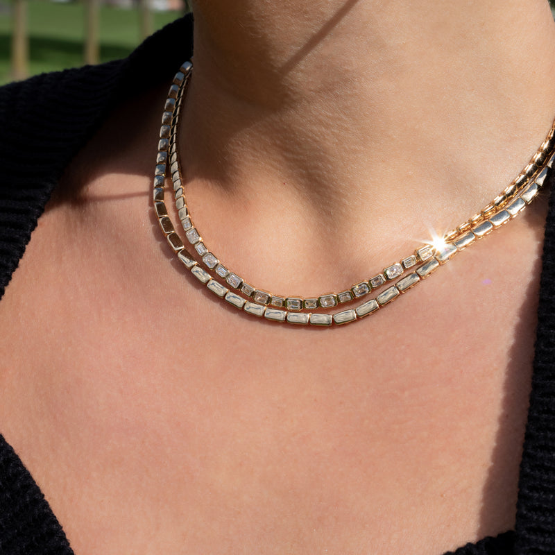 14 Karat High Polished Mirror Necklace