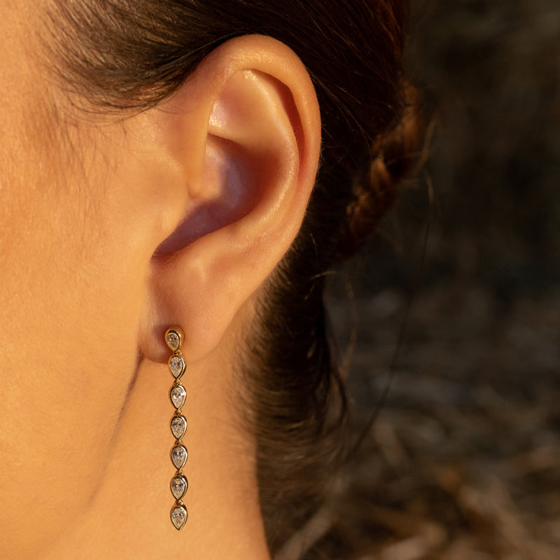 14 Karat Pear Shape Diamond Drop Earrings