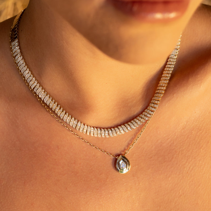 14 Karat Diamond Wave Necklace