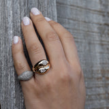 14 Karat White Gold and Diamond Signet Ring