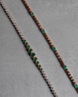 14 Karat Yellow Gold Diamond and Emerald Bezel Tennis Bracelet