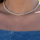 14 Yellow Gold and Diamond 10.25cts Bezel Tennis Necklace