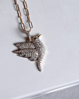 Two tone Diamond and Sapphire Humming Bird Charm