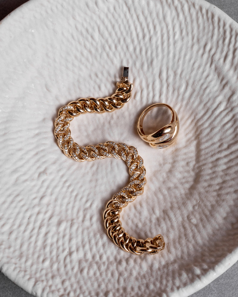 14 Karat Gold Curb Link Diamond Bracelet