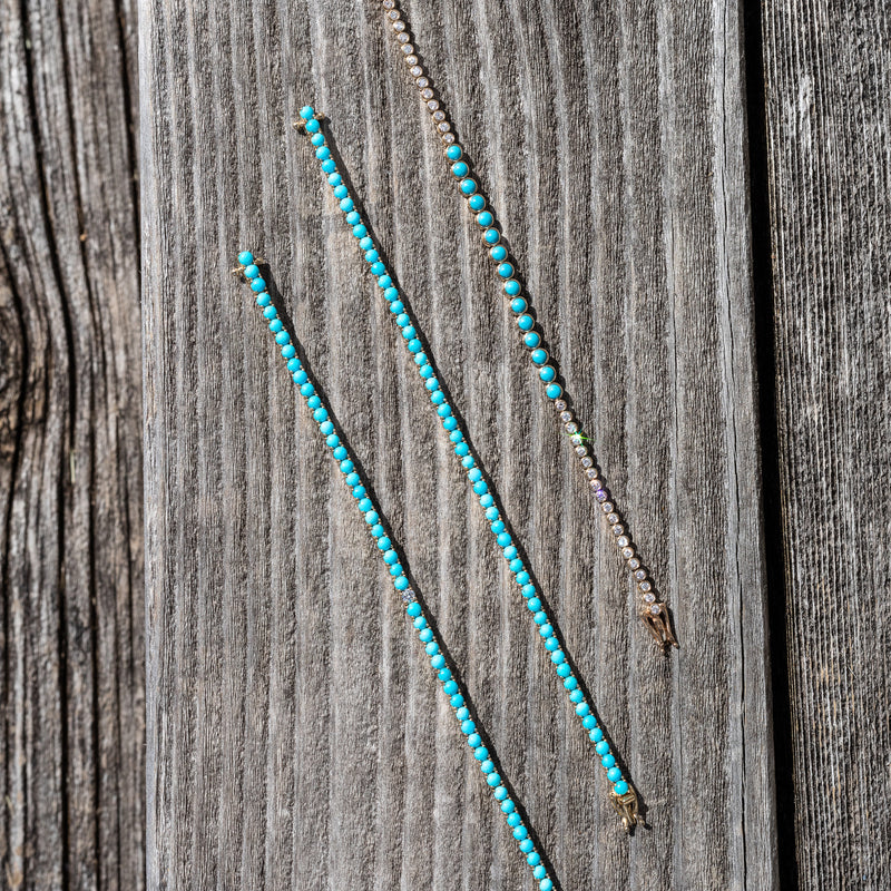 14 Karat Turquoise Tennis Bracelet