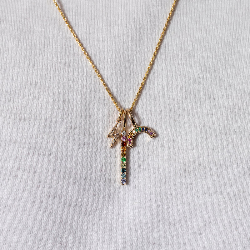 14 Karat Gold and Multi Gemstone Rainbow Charm