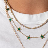 14 Karat Malachite Gemstone Star Necklace
