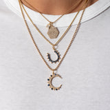 Yellow Gold Diamond and Sapphire Horseshoe Charm