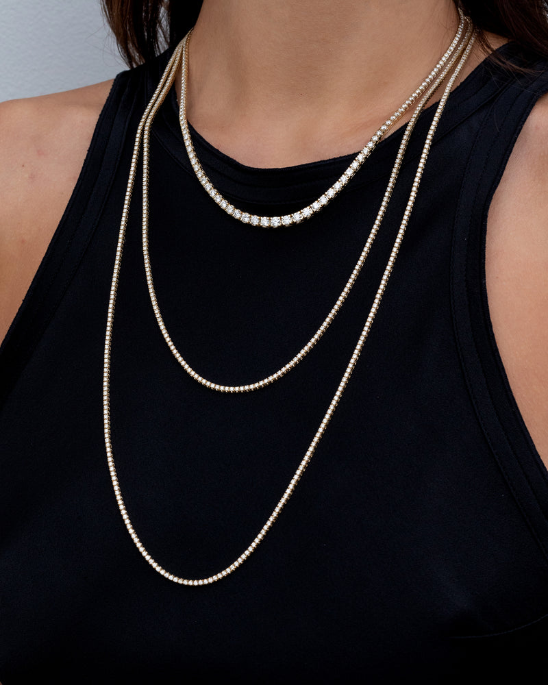 14 Karat Yellow Gold 4.95cts All The Way 24" Tennis Necklace