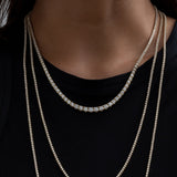 Yellow Gold All The Way Graduated 8.00cts Diamond 17.75" Tennis Necklace