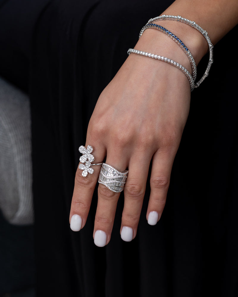18 Karat White Gold Floral Cocktail Ring