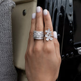 White Gold Diamond Baguette Wave Ring