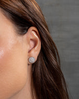 Pave Stud Circle Diamond Earrings